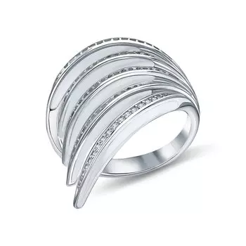 Серебряное кольцо с эмалью и фианитами