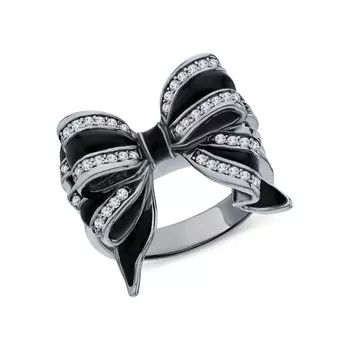 Серебряное кольцо с эмалью и фианитами