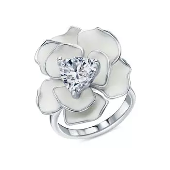 Серебряное кольцо с эмалью и фианитами