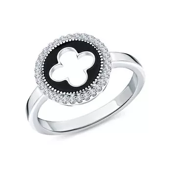 Серебряное кольцо с эмалью и фианитами