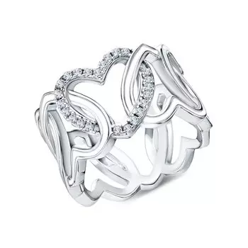 Серебряное кольцо с эмалью и фианитами