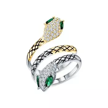 Серебряное кольцо с эмалью и фианитами