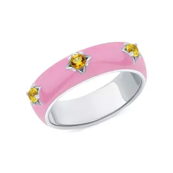 Серебряное кольцо с эмалью и фианитами