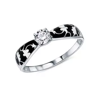 Серебряное кольцо с эмалью и фианитами