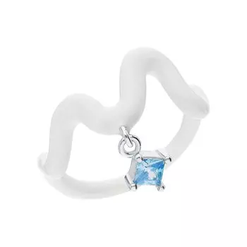 Серебряное кольцо с эмалью и фианитами