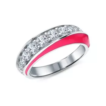 Серебряное кольцо с эмалью и фианитами