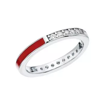 Серебряное кольцо с эмалью и фианитами