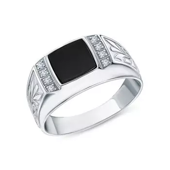 Серебряное кольцо с эмалью и фианитами