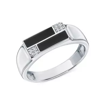 Серебряное кольцо с эмалью и фианитами