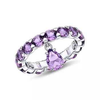 Серебряное кольцо с аметистами природными