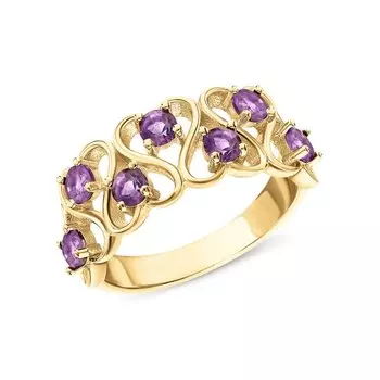 Серебряное кольцо с аметистами природными