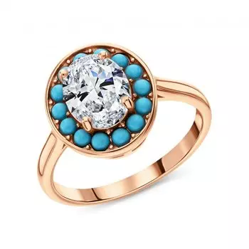 Серебряное кольцо с бирюзой синтетической и топазом природным