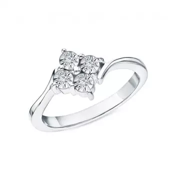 Серебряное кольцо с бриллиантами природными