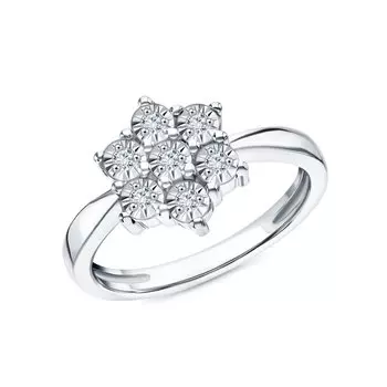 Серебряное кольцо с бриллиантами природными