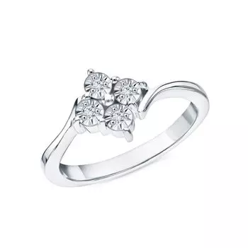 Серебряное кольцо с бриллиантами природными