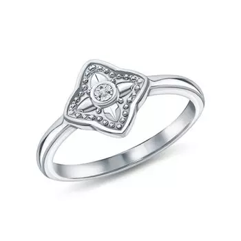 Серебряное кольцо с бриллиантами природными