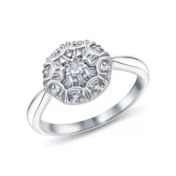 Серебряное кольцо с бриллиантами природными