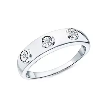 Серебряное кольцо с бриллиантами природными