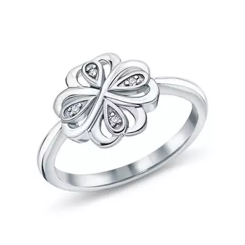 Серебряное кольцо с бриллиантами природными