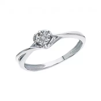 Серебряное кольцо с бриллиантами природными