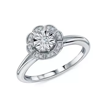 Серебряное кольцо с бриллиантами выращенными