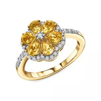 Серебряное кольцо с цитринами и фианитами
