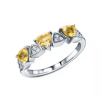 Серебряное кольцо с цитринами и фианитами