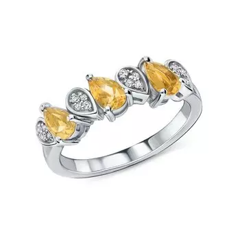 Серебряное кольцо с цитринами и фианитами