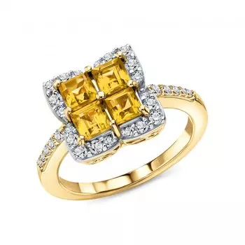 Серебряное кольцо с цитринами и фианитами