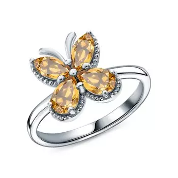 Серебряное кольцо с цитринами природными