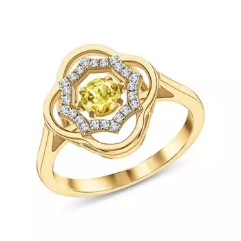 Серебряное кольцо с цитрином и фианитами