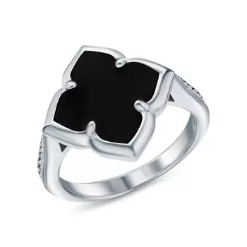 Серебряное кольцо с фианитами и агатами природными