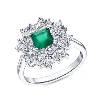 Серебряное кольцо с фианитами и агатами природными