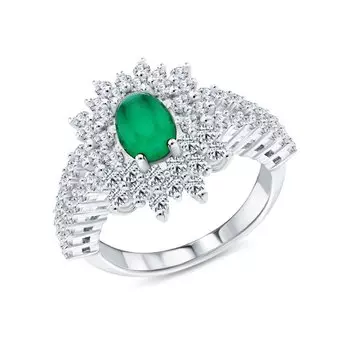 Серебряное кольцо с фианитами и агатами природными