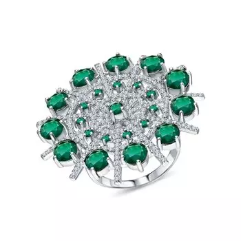 Серебряное кольцо с фианитами и агатами природными