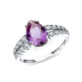 Серебряное кольцо с фианитами и александритом