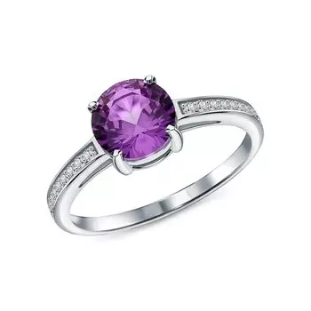 Серебряное кольцо с фианитами и александритом синтетическим