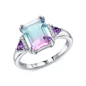 Серебряное кольцо с фианитами и алпанитами дублетами