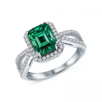 Серебряное кольцо с фианитами и алпанитом