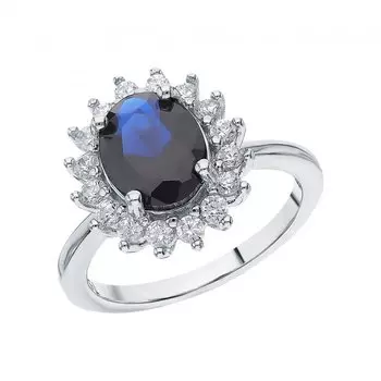 Серебряное кольцо с фианитами и алпанитом