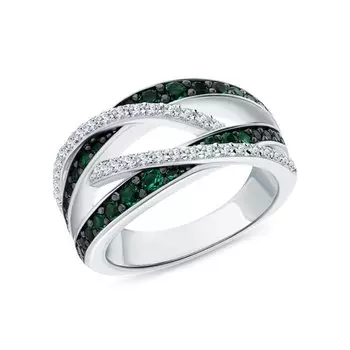 Серебряное кольцо с фианитами и алпанитом