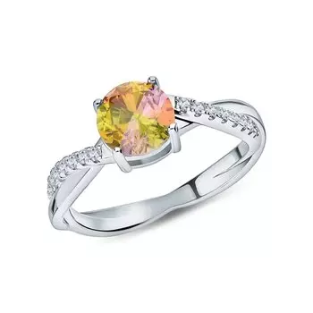 Серебряное кольцо с фианитами и алпанитом