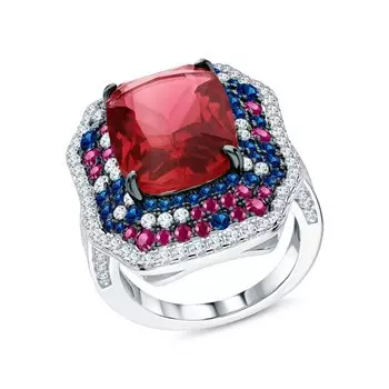 Серебряное кольцо с фианитами и алпанитом