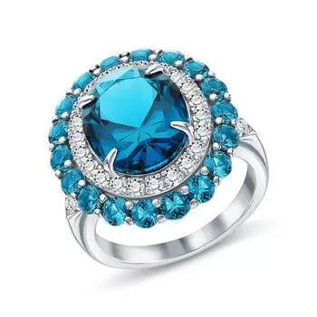 Серебряное кольцо с фианитами и алпанитом