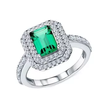 Серебряное кольцо с фианитами и алпанитом