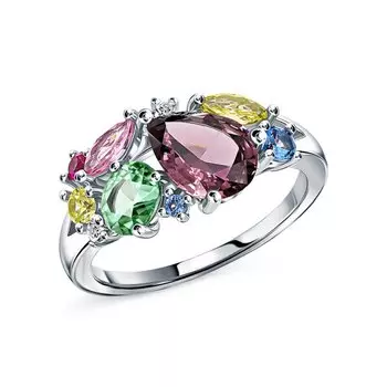 Серебряное кольцо с фианитами и алпанитом