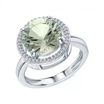 Серебряное кольцо с фианитами и аметистами природными