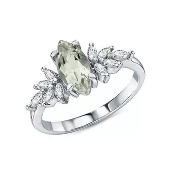 Серебряное кольцо с фианитами и аметистами природными