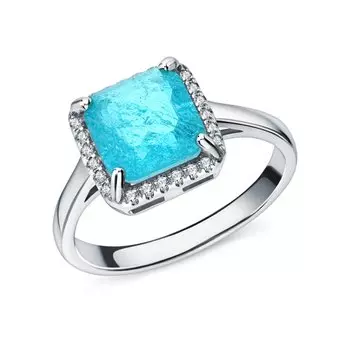 Серебряное кольцо с фианитами и горным хрусталем дублетом