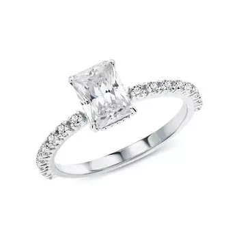 Серебряное кольцо с фианитами и горными хрусталями природными